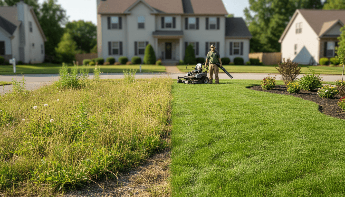 Well-maintained residential yard after professional cleaning